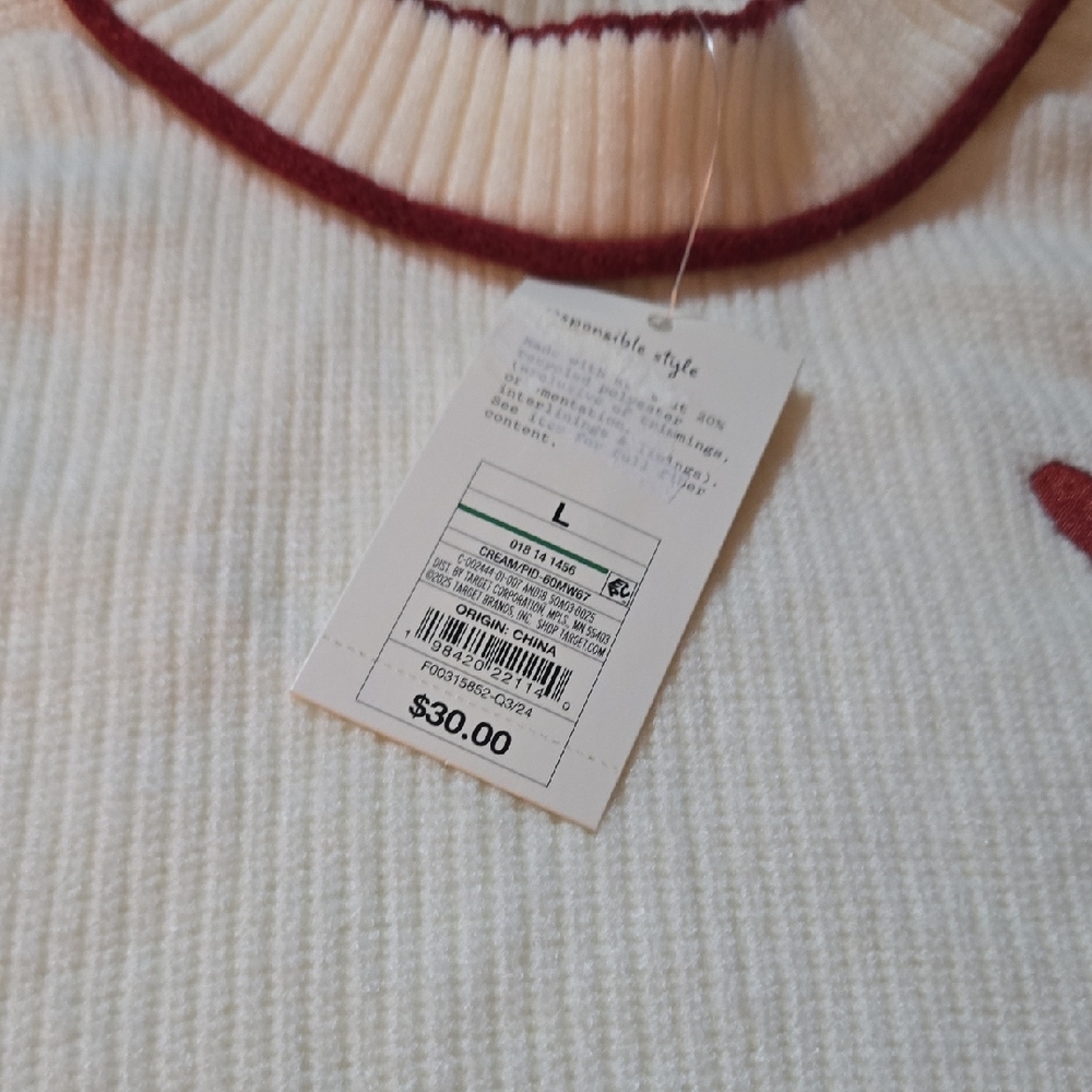 a new day Ivory and Burgundy Turtleneck Sweater
